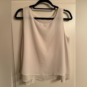 White Flowy Open-Back Blouse Tank Size M